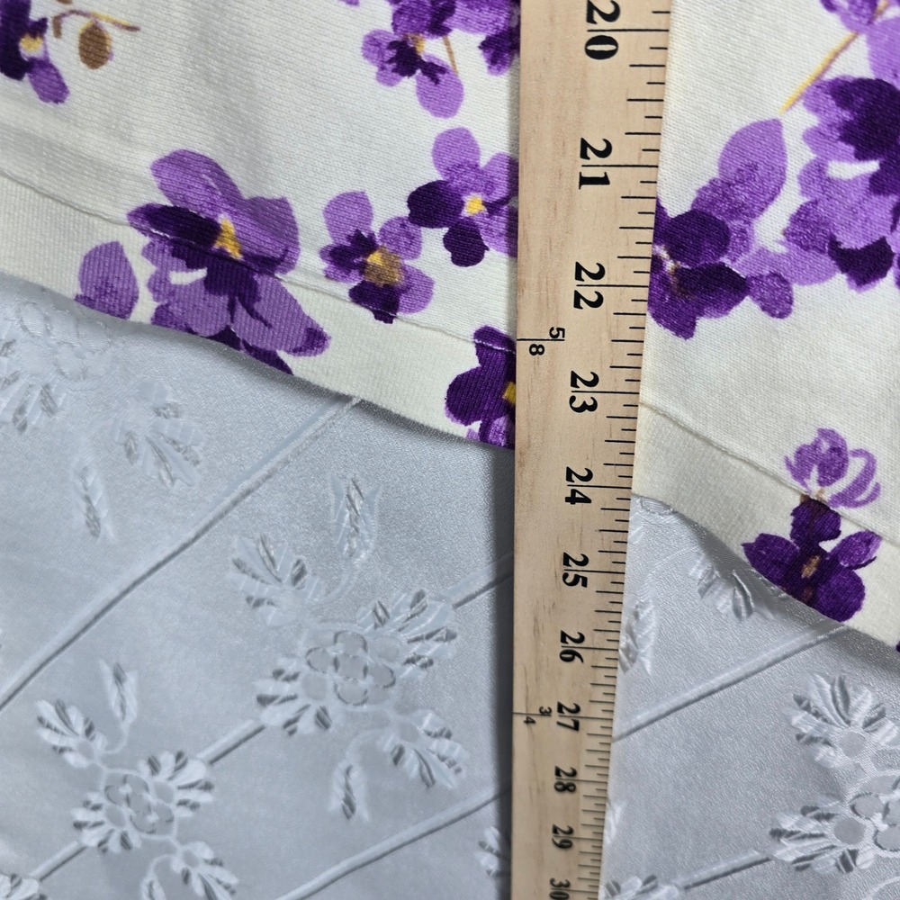 Talbots Cream Purple Floral Chintz Asymmetrical Poncho Knit Top Woman M/L NWT - Picture 9 of 12